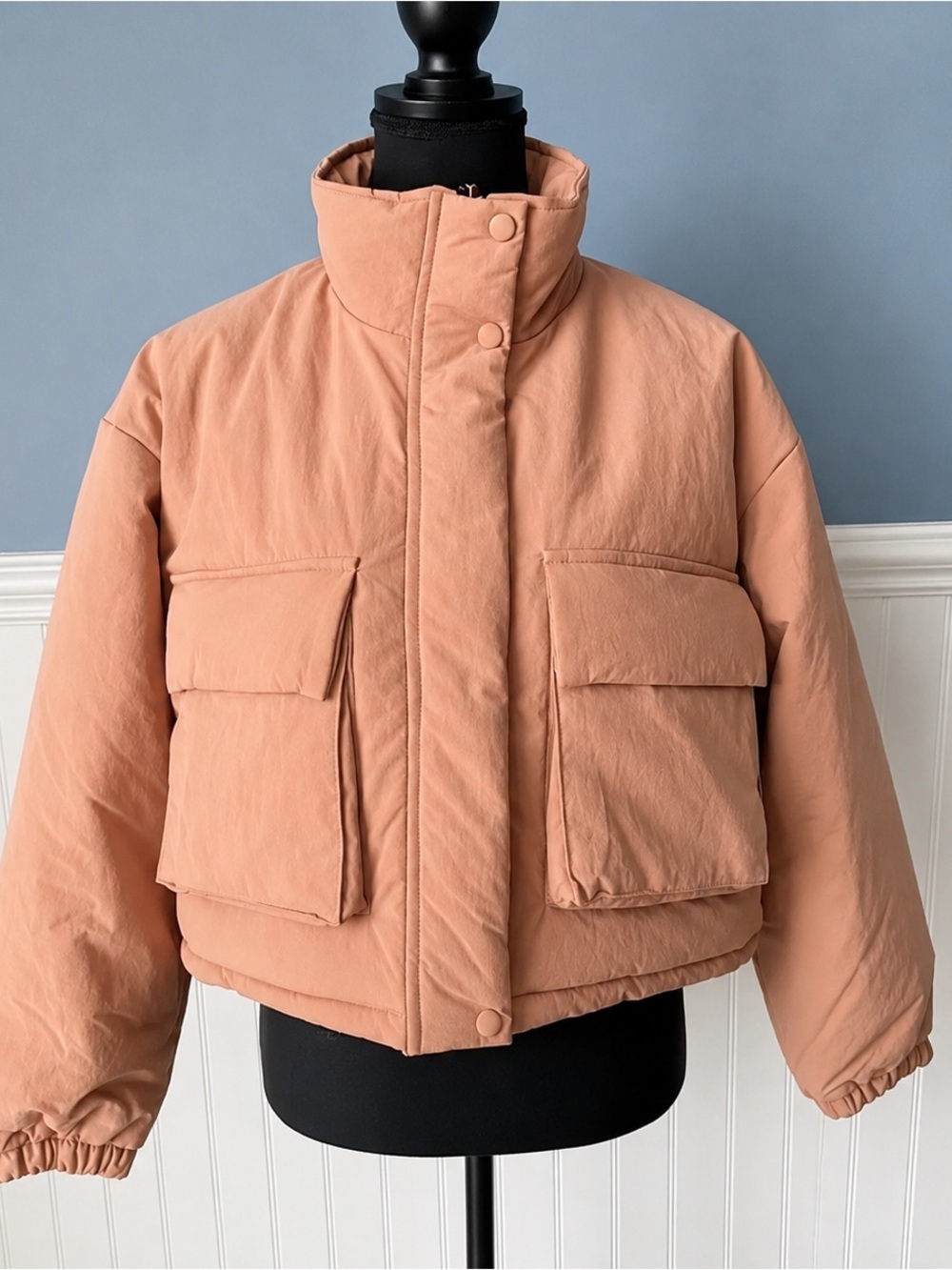 NEW BLANKNYC Nylon Puffer Jacket ~ Coral ~ Large - Picture 2 of 7